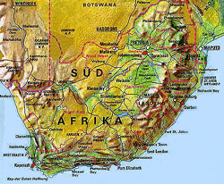 Südafrika-Karte, Klick mit Route (460 KB)